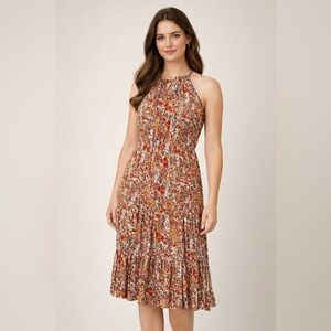 Artisan NY Floral Halter Maxi Dress with Bow Tie Neck – Size 2